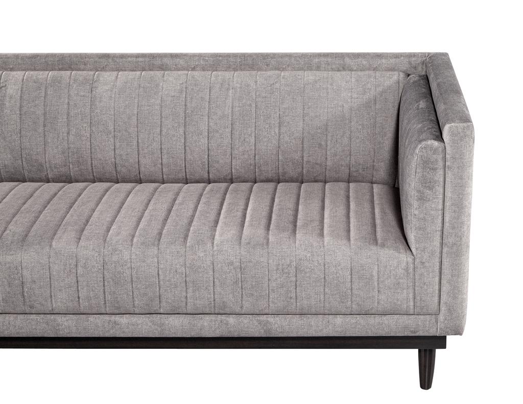 Contemporary Custom Modern Channeled Sofa in Grey For Sale