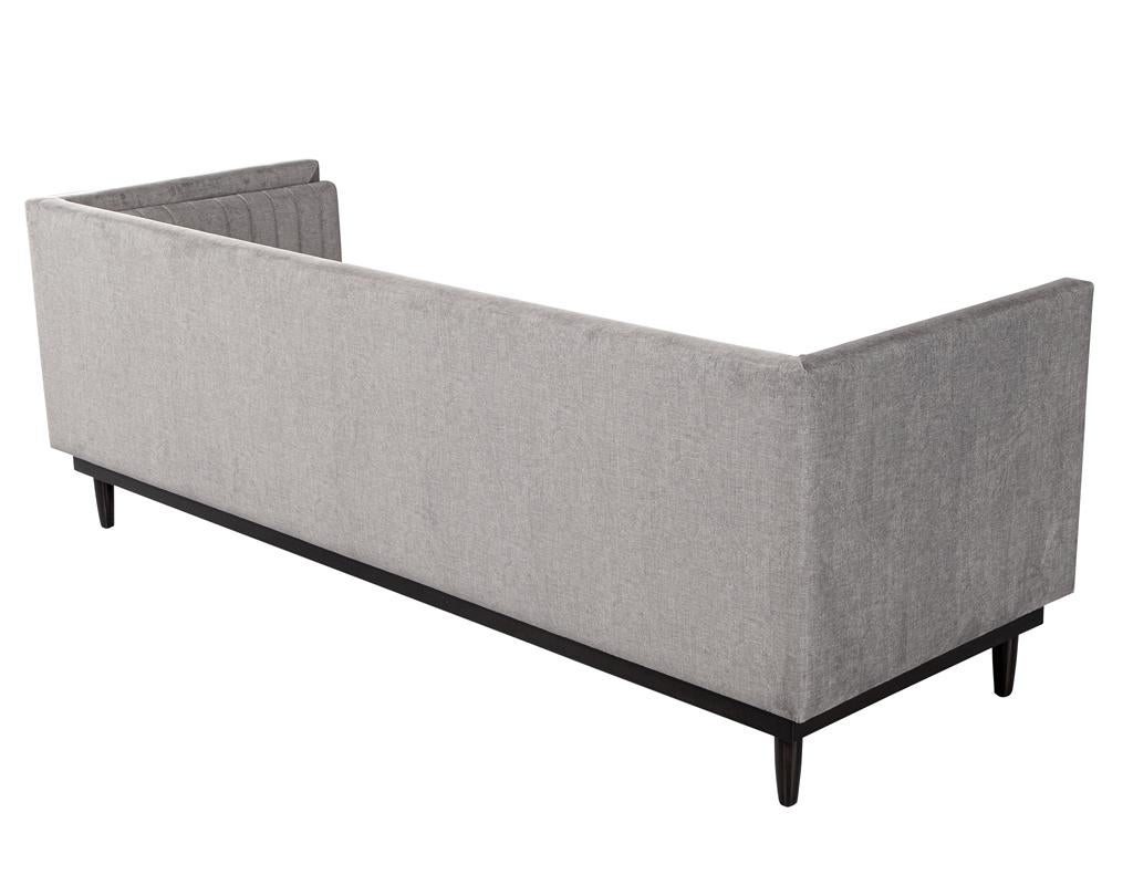 Custom Modern Channeled Sofa in Grey For Sale 3