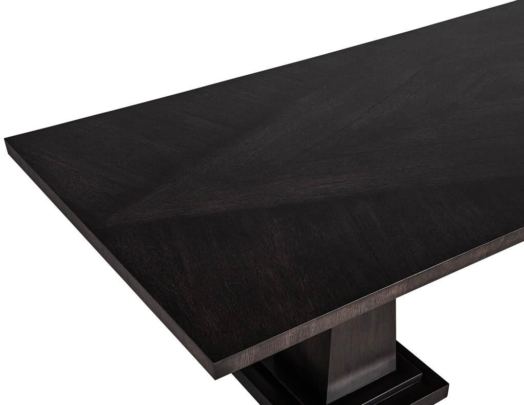 Canadian Custom Modern Charcoal Dining Table with Diamond Pattern Inlay For Sale