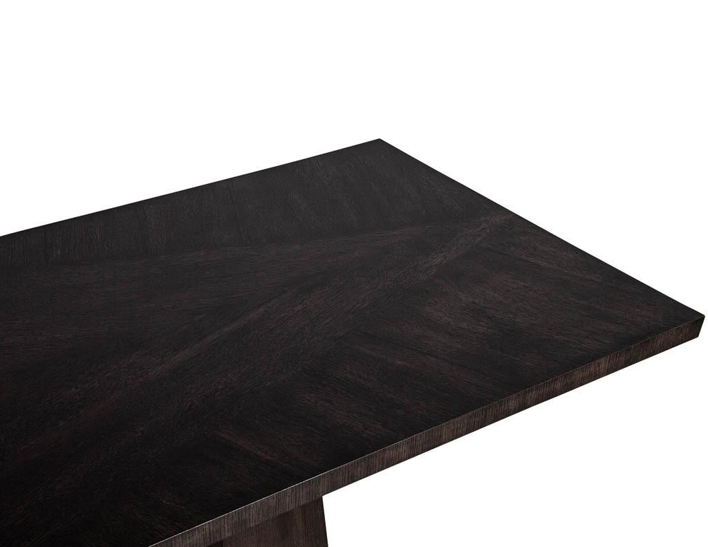 Custom Modern Charcoal Dining Table with Diamond Pattern Inlay In Good Condition For Sale In North York, ON