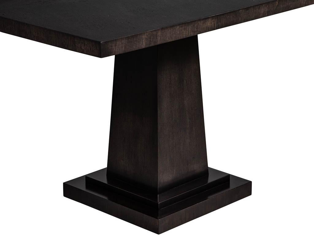 Custom Modern Charcoal Dining Table with Diamond Pattern Inlay For Sale 1