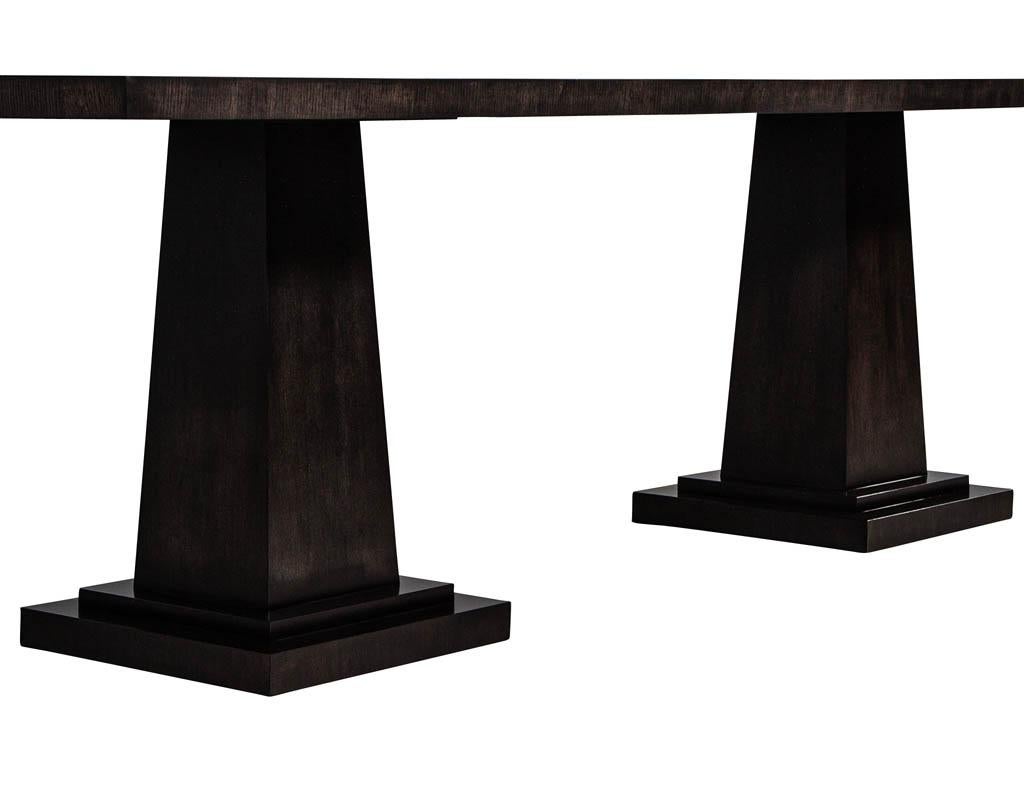 Custom Modern Charcoal Dining Table with Diamond Pattern Inlay For Sale 2