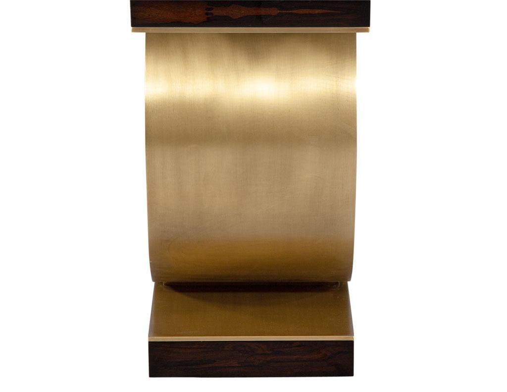 Custom Modern Console Table with Round Brass Pedestal For Sale 5