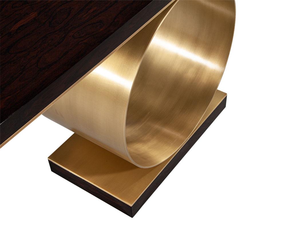Custom Modern Console Table with Round Brass Pedestal For Sale 10