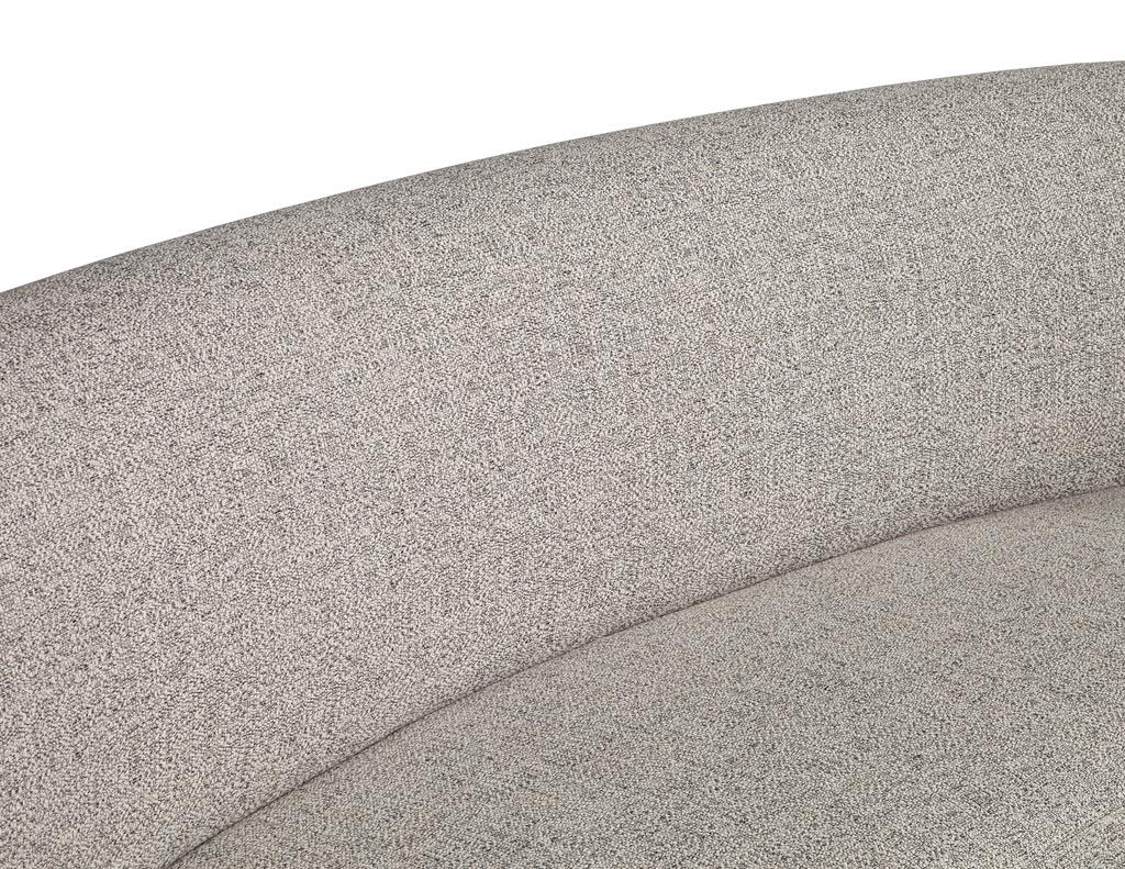 Custom Modern Curved Sofa in Grey Textured Linen In New Condition For Sale In North York, ON