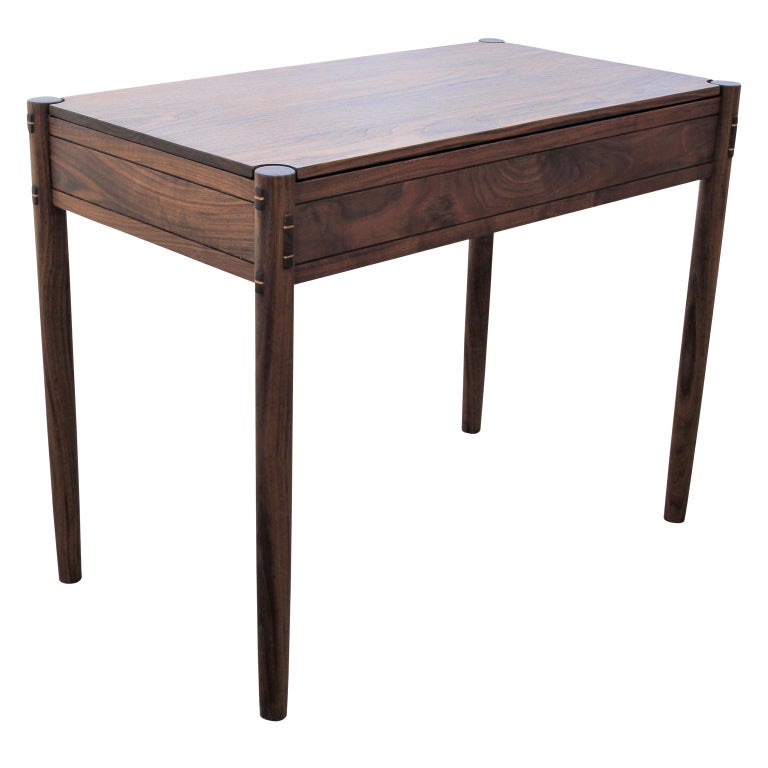 Contemporary Custom Modern Danish Style Solid Walnut Desk by Norm Stoeker For Sale