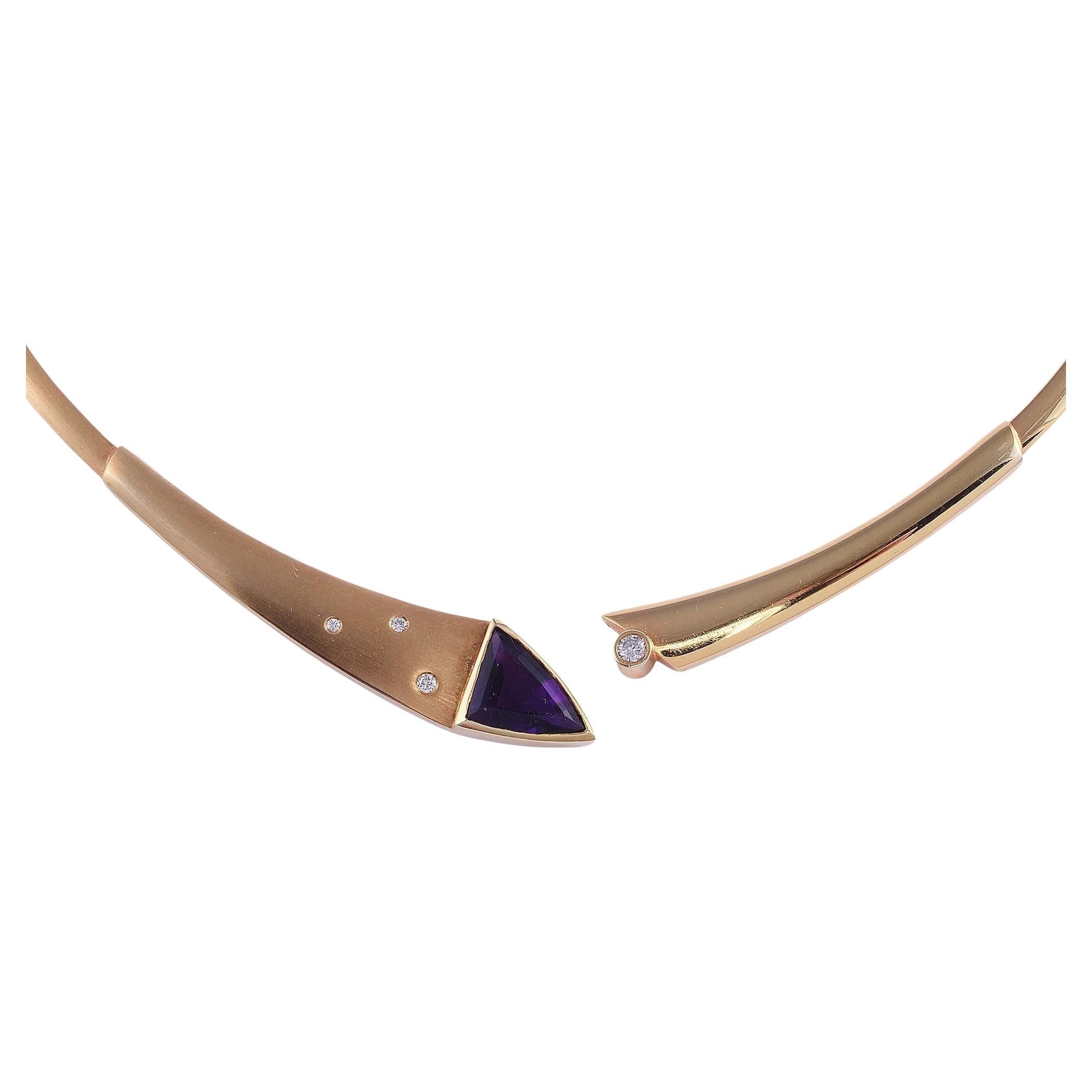 Custom Modern Design Amethyst Collar Necklace For Sale