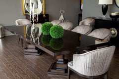 Custom Modern Dining Table Macassar Diamond Pattern Top
