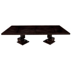 Custom Modern Dining Table Macassar Diamond Pattern Top