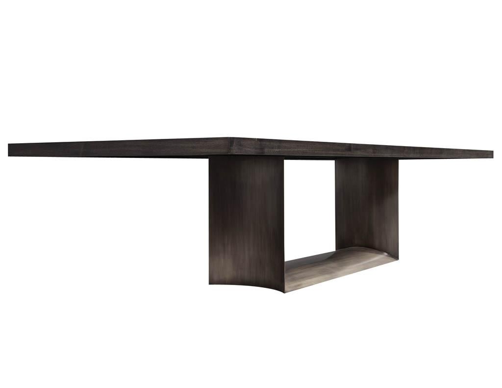 Custom Modern Dining Table with Metal Base 3