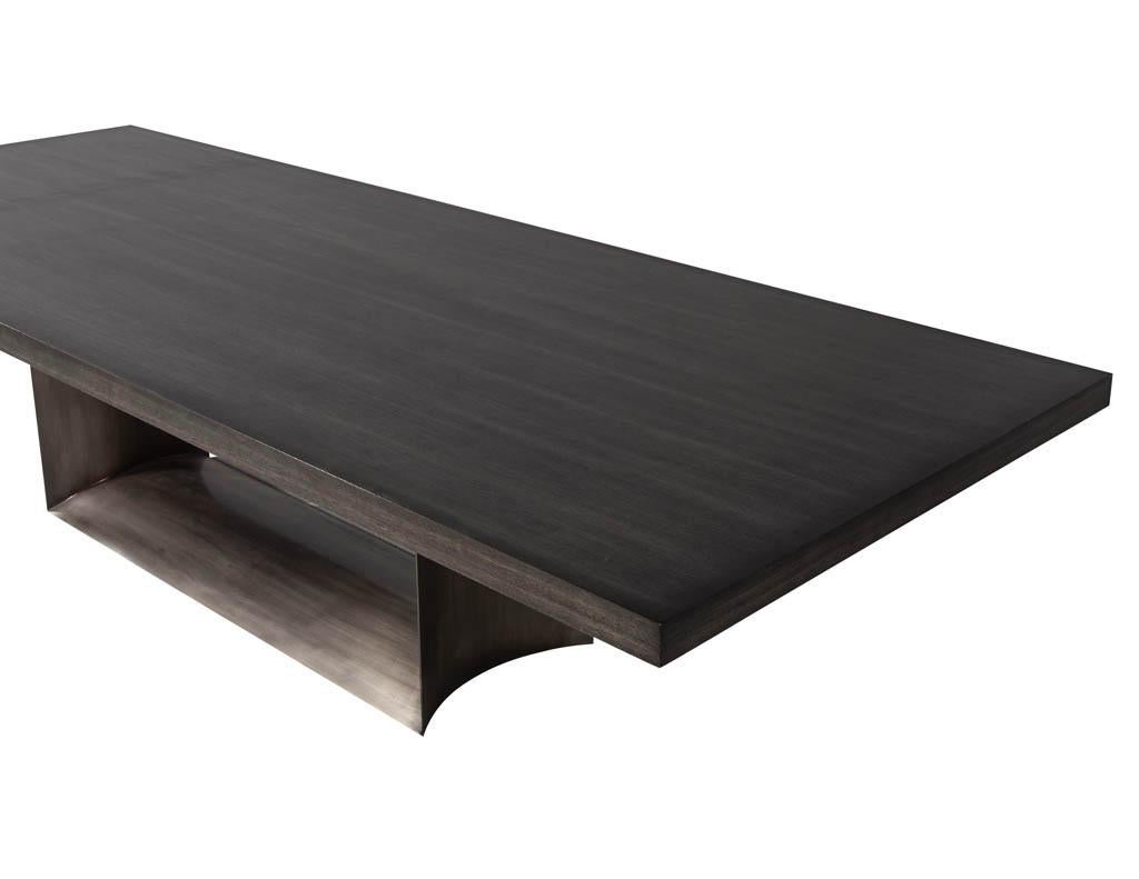 Custom Modern Dining Table with Metal Base 4