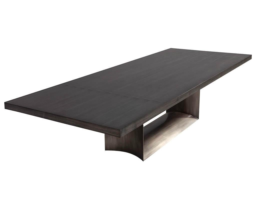 American Custom Modern Dining Table with Metal Base