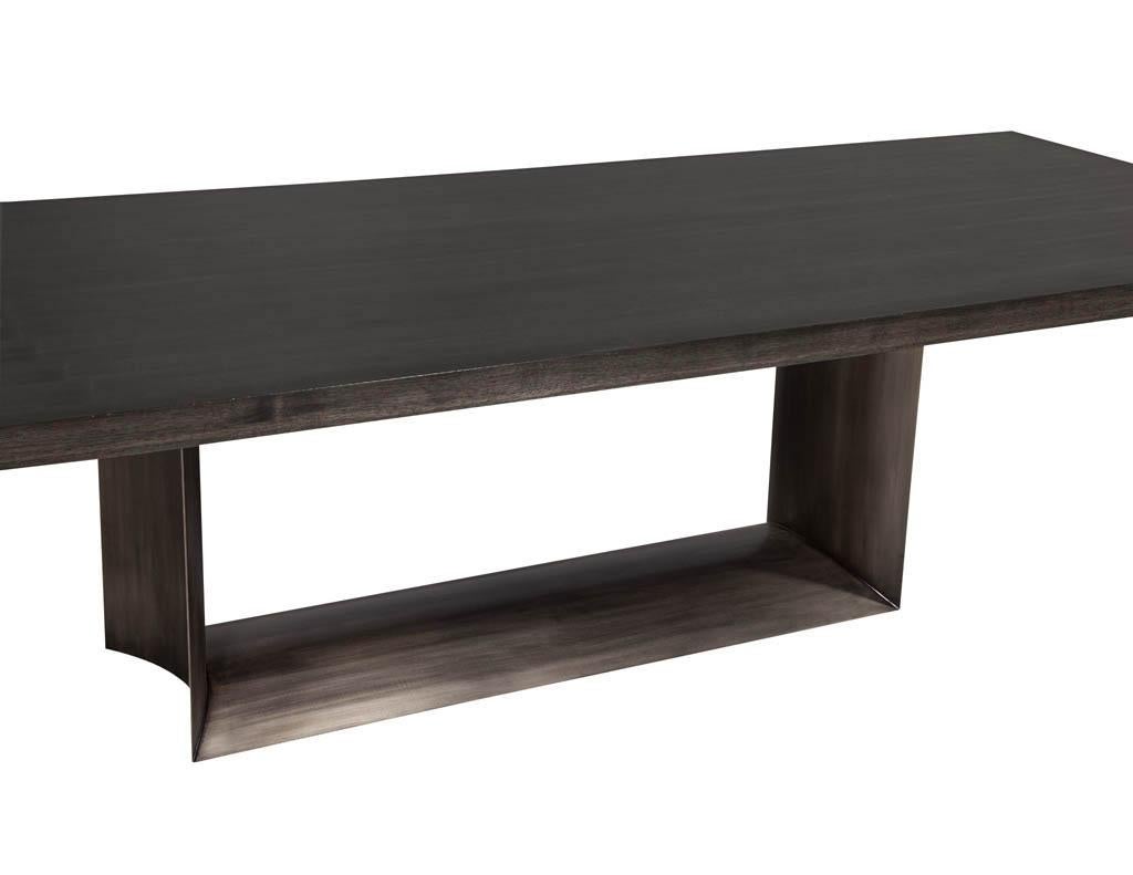 Contemporary Custom Modern Dining Table with Metal Base