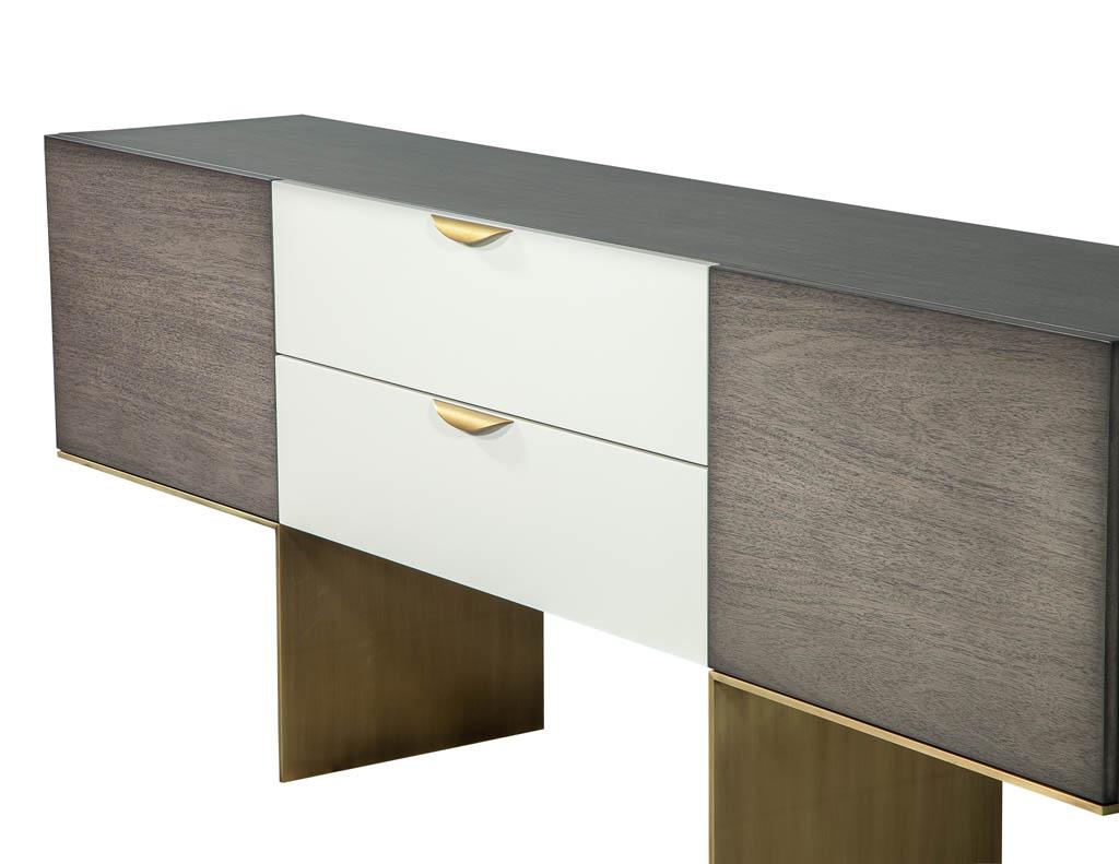 Custom Modern Distressed Grey and White Sideboard Credenza For Sale 6