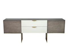 Custom Modern Distressed Grey and White Sideboard Credenza