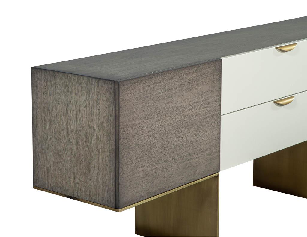 Contemporary Custom Modern Distressed Grey and White Sideboard Credenza For Sale
