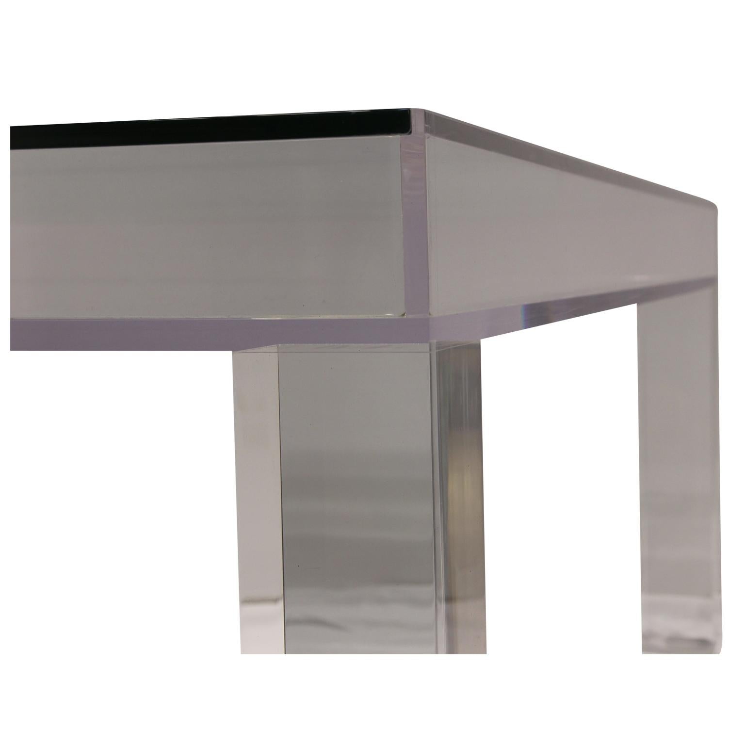 Contemporary Custom Modern Glass Top Clear Lucite Display Coffee Table
