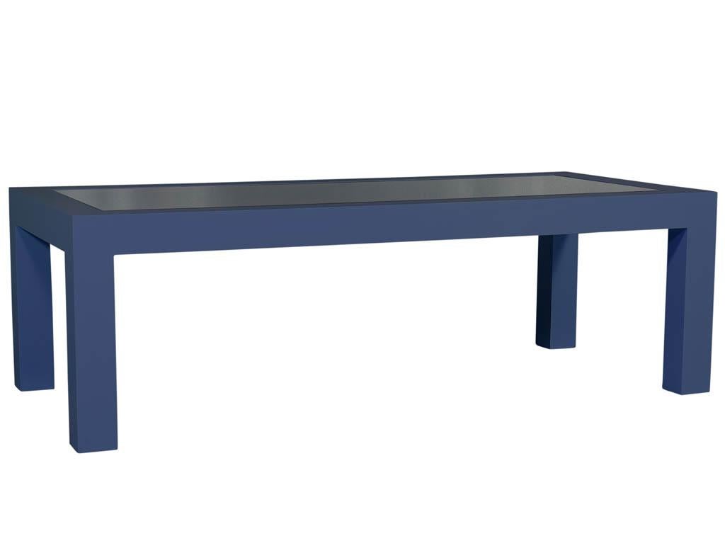 blue glass dining table