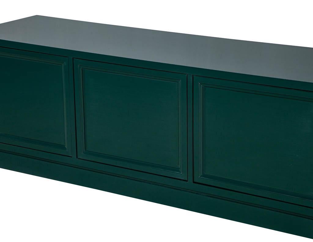 Canadian Custom Modern Hand Polished Emerald Lacquer Sideboard Buffet Credenza