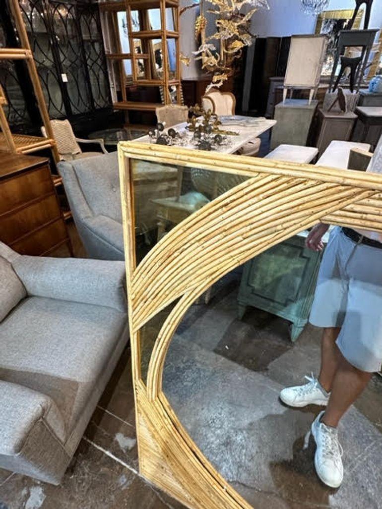 Custom Modern Italian Bamboo and Brass Mirrors In Good Condition For Sale In Dallas, TX
