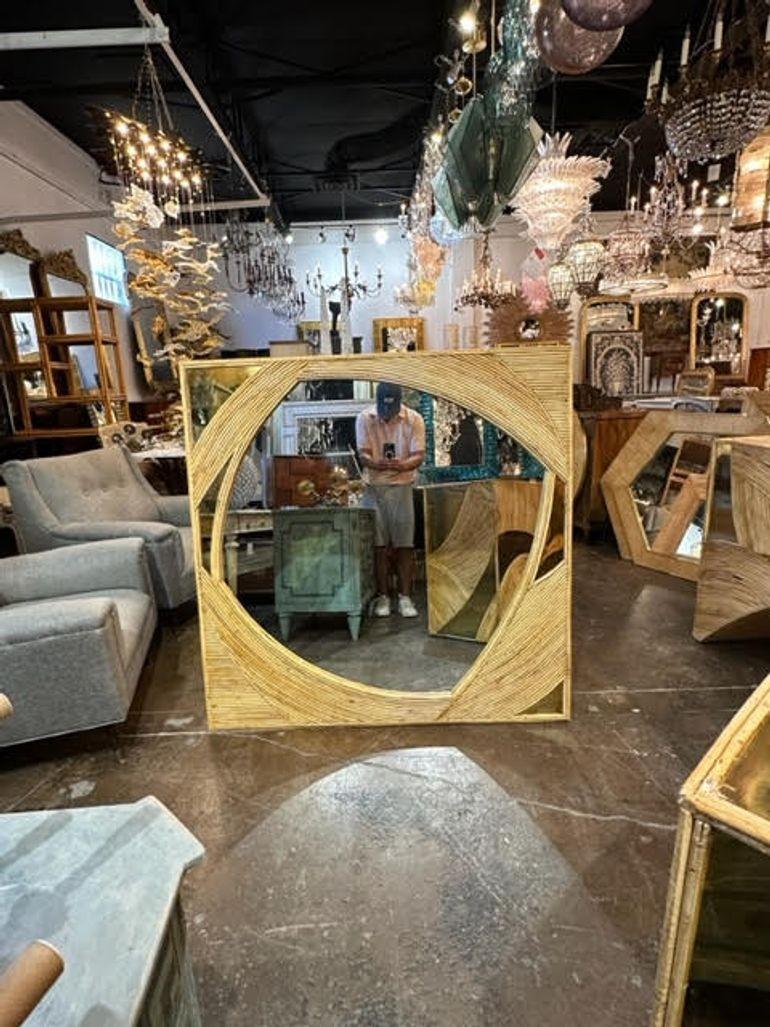 Custom Modern Italian Bamboo and Brass Mirrors For Sale 2