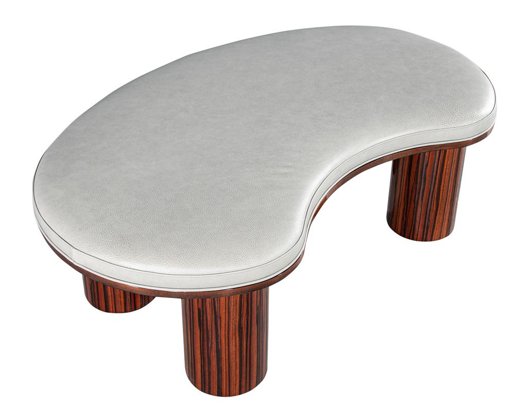 Custom Modern Kidney Shape Bench in Macassar Wood and Leather by Carrocel For Sale 5