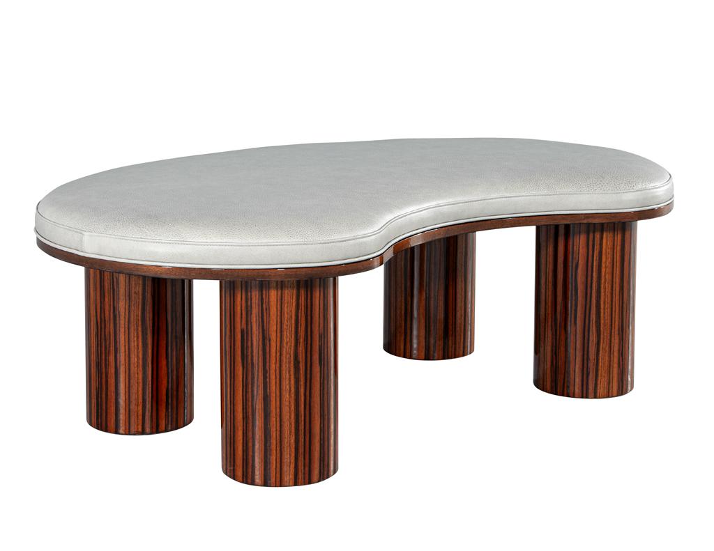 Custom Modern Kidney Shape Bench in Macassar Wood and Leather by Carrocel For Sale 6