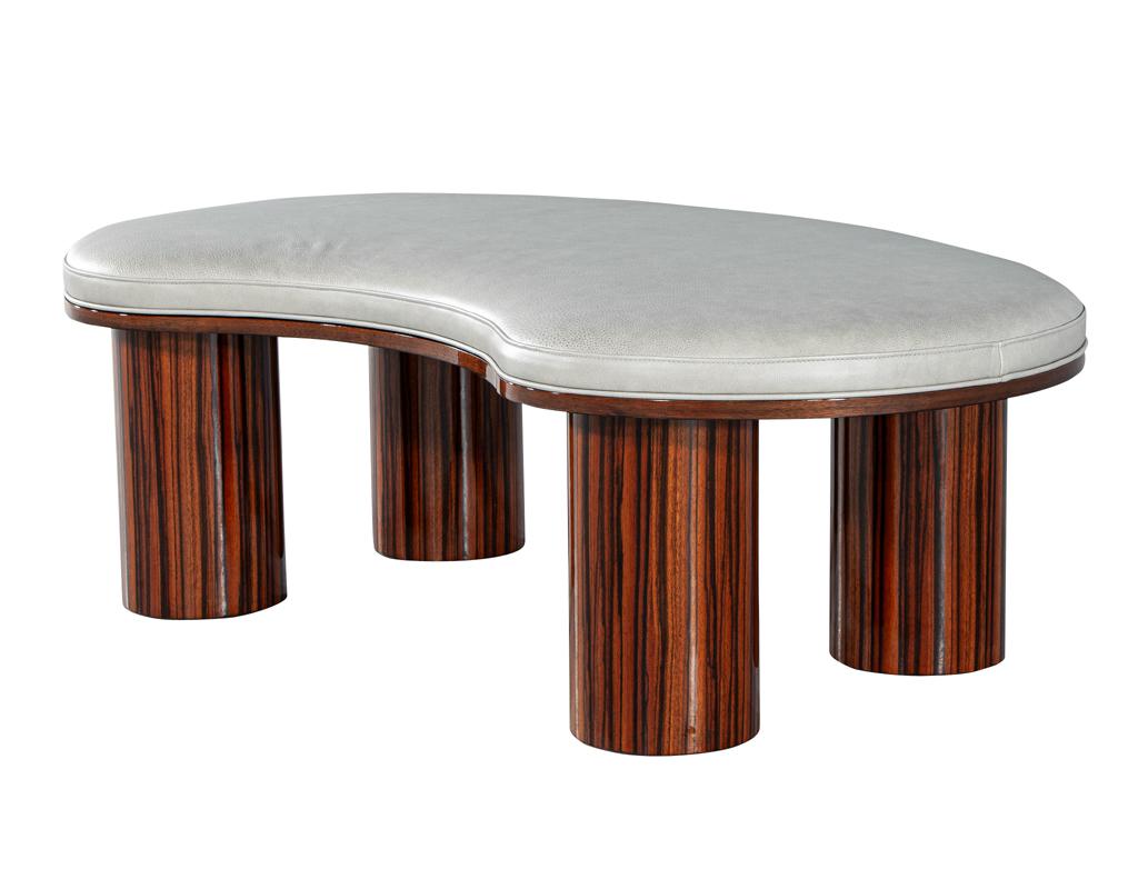 Custom Modern Kidney Shape Bench in Macassar Wood and Leather by Carrocel For Sale 7