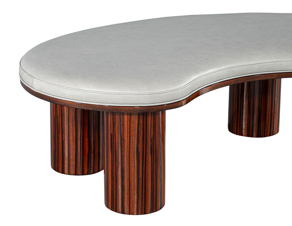 Custom Modern Kidney Shape Bench in Macassar Wood and Leather by Carrocel In New Condition For Sale In North York, ON
