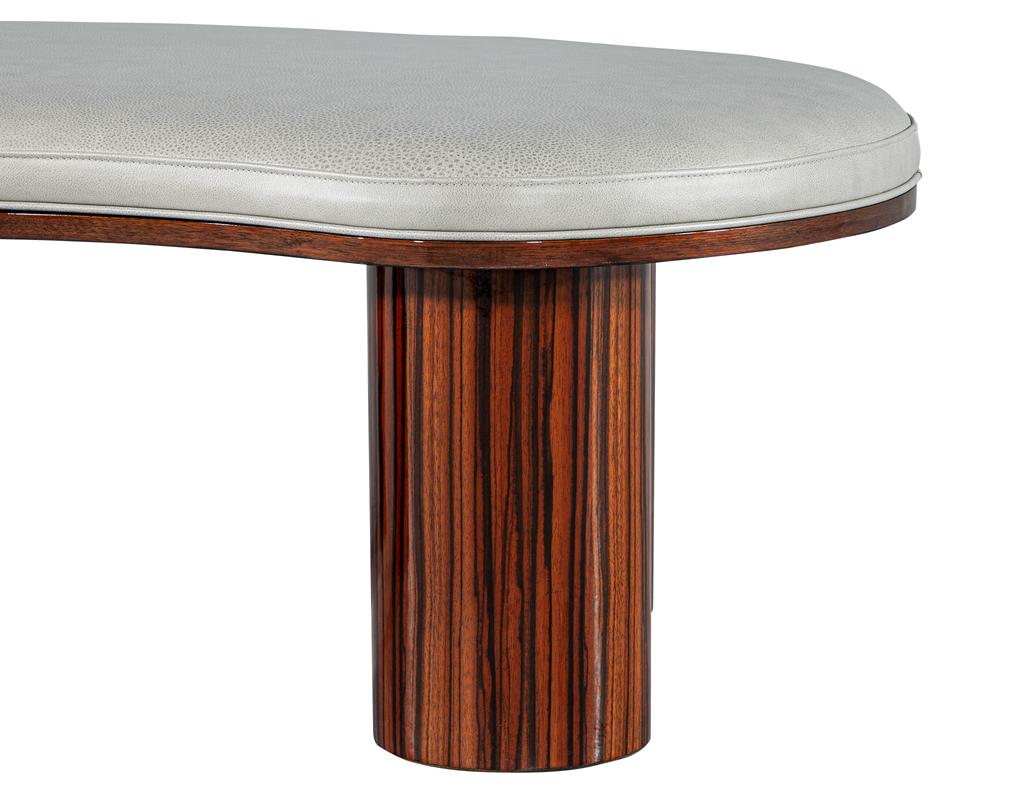 Contemporary Custom Modern Kidney Shape Bench in Macassar Wood and Leather by Carrocel For Sale