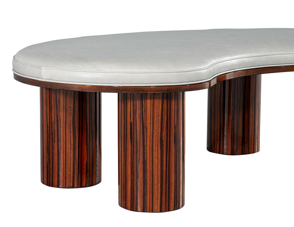 Custom Modern Kidney Shape Bench in Macassar Wood and Leather by Carrocel For Sale 1