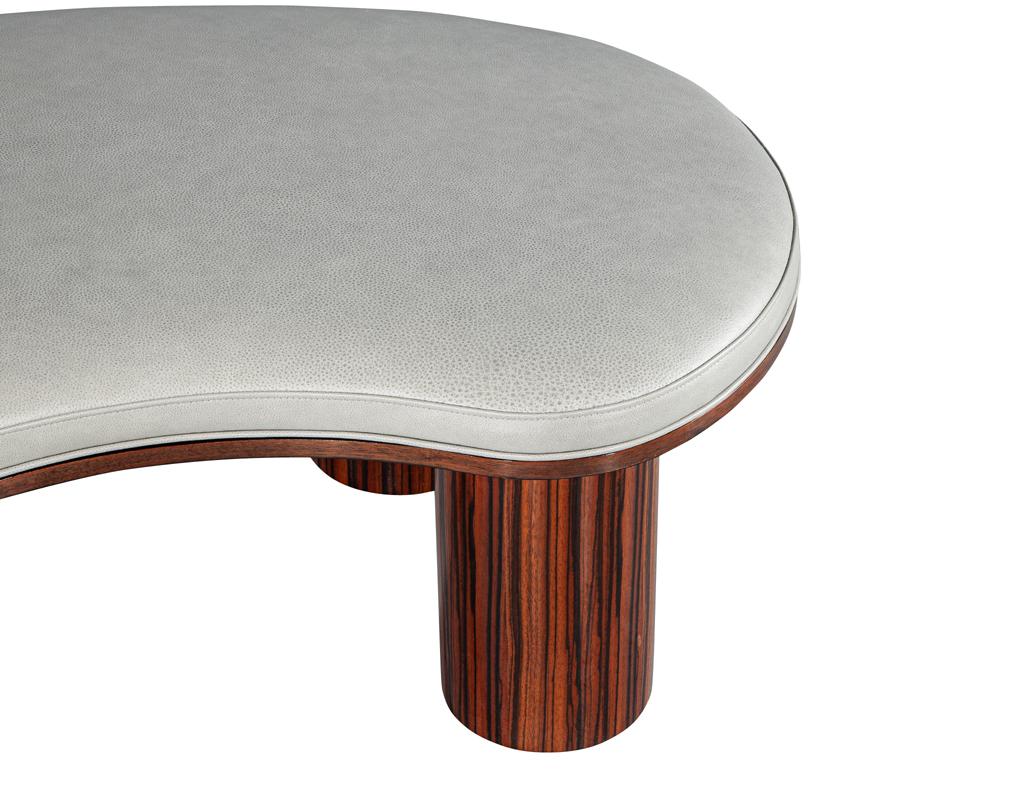 Custom Modern Kidney Shape Bench in Macassar Wood and Leather by Carrocel For Sale 3
