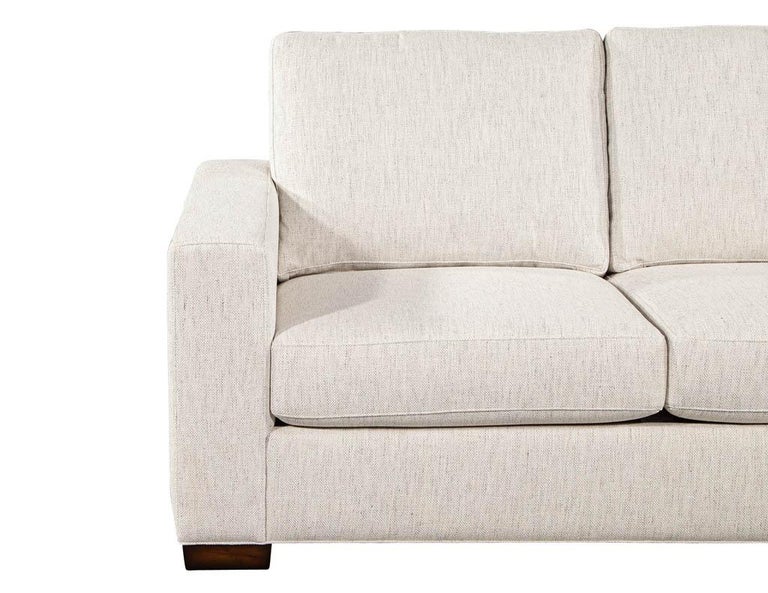 Custom Modern Living Room Sofa Set in Designer Cream Fabric For Sale at