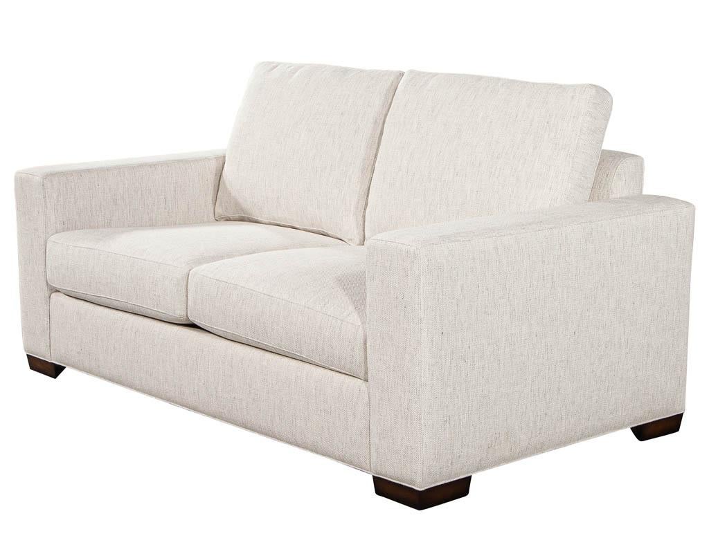 Custom Modern Living Room Sofa Set in Designer Cream Fabric In New Condition In North York, ON