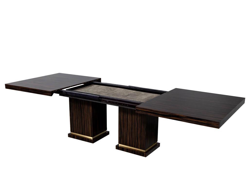 Canadian Custom Modern Macassar Dining Table with Art Deco Inspiration For Sale