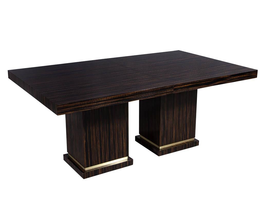 Custom Modern Macassar Dining Table with Art Deco Inspiration For Sale 1