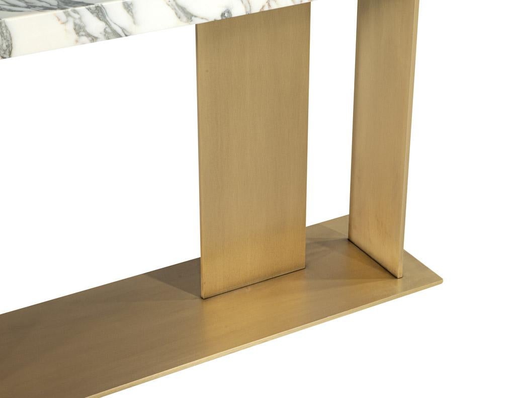 Custom Modern Marble Top Console Table with Brass Base 4