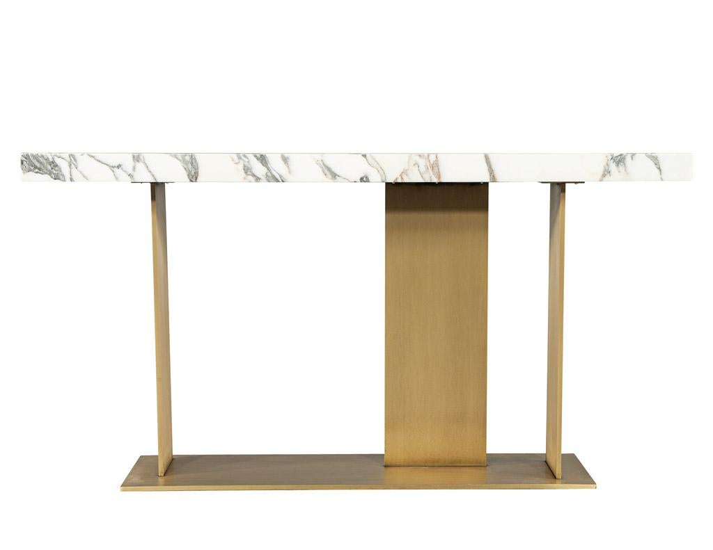 Custom Modern Marble Top Console Table with Brass Base 6