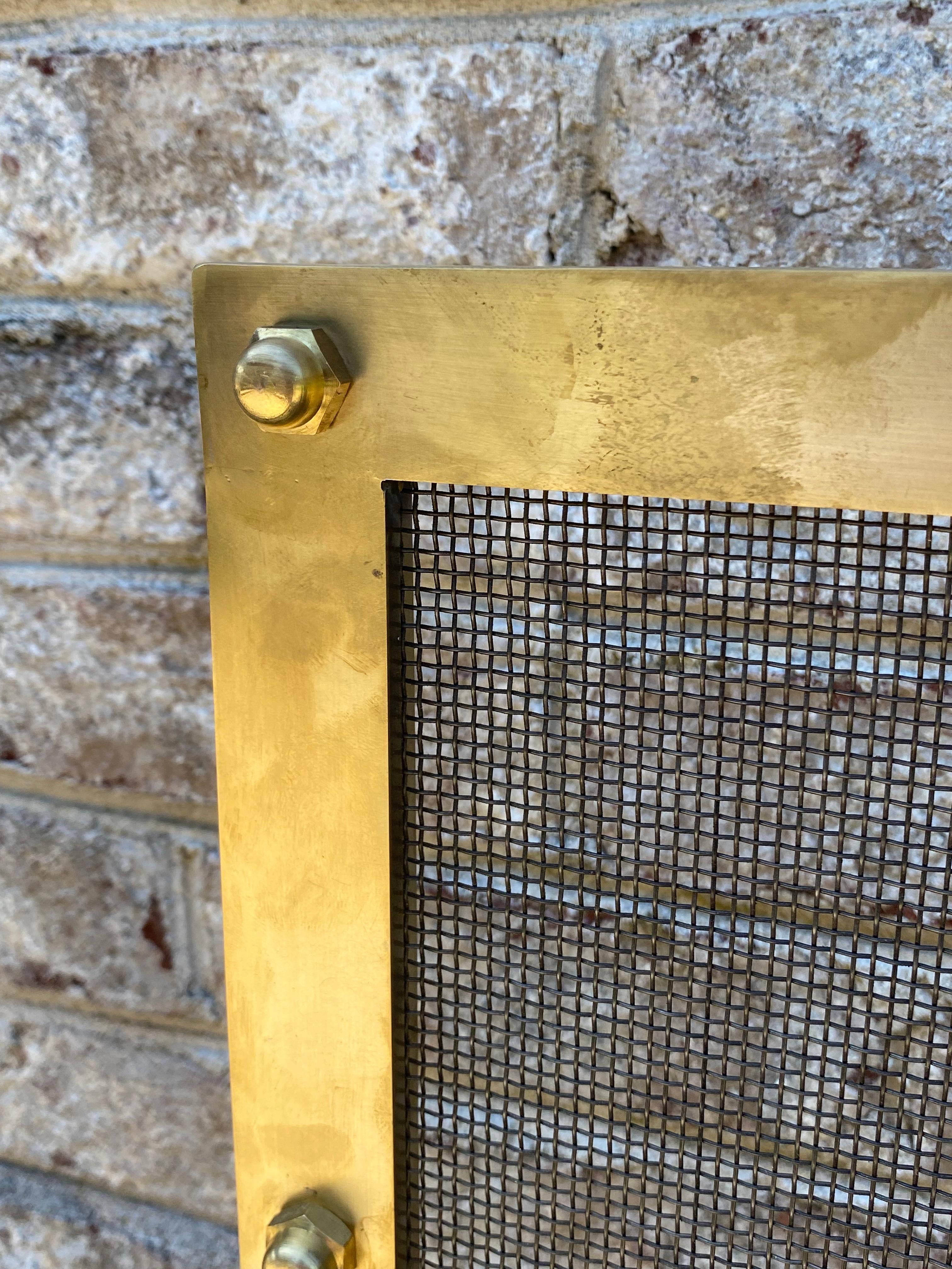 Custom Modern Metal and Brass Fireplace Screen by JED Design For Sale 1