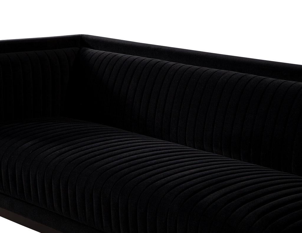 Custom Modern Monair Channeled Sofa in Black Velvet For Sale 5