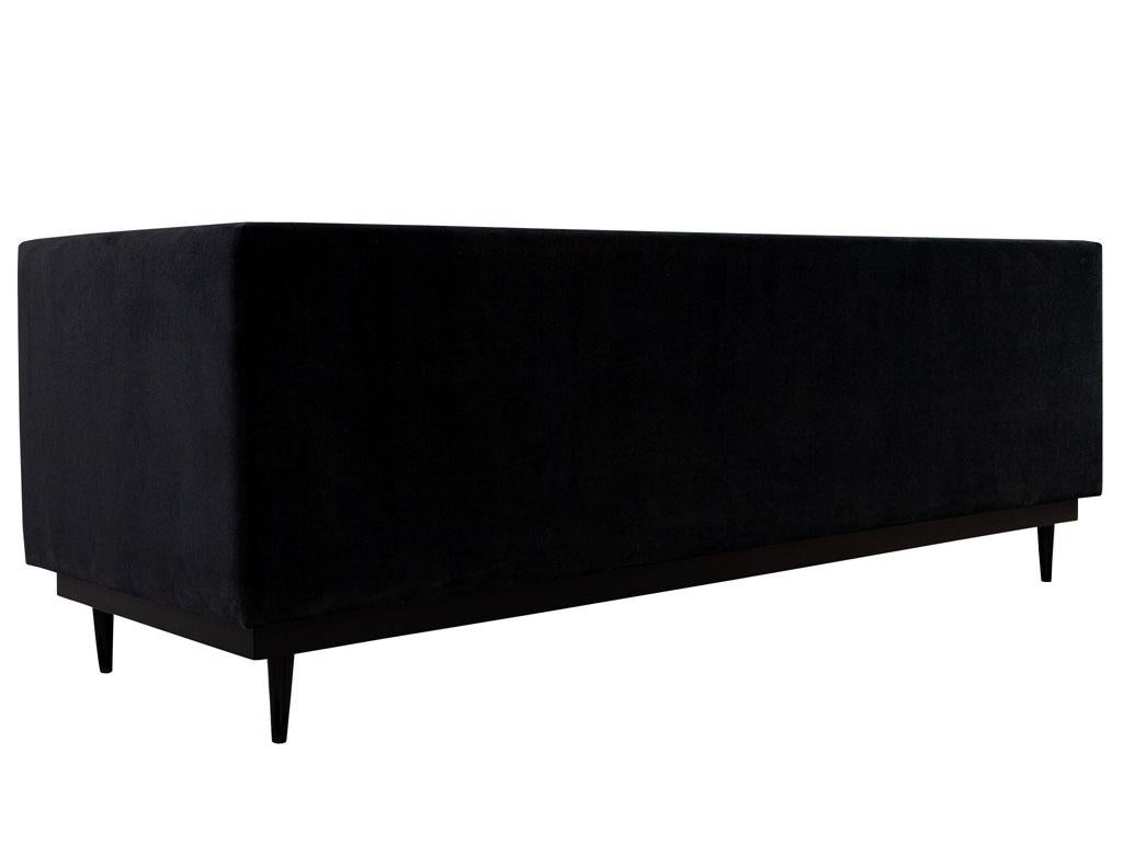 Custom Modern Monair Channeled Sofa in Black Velvet For Sale 11