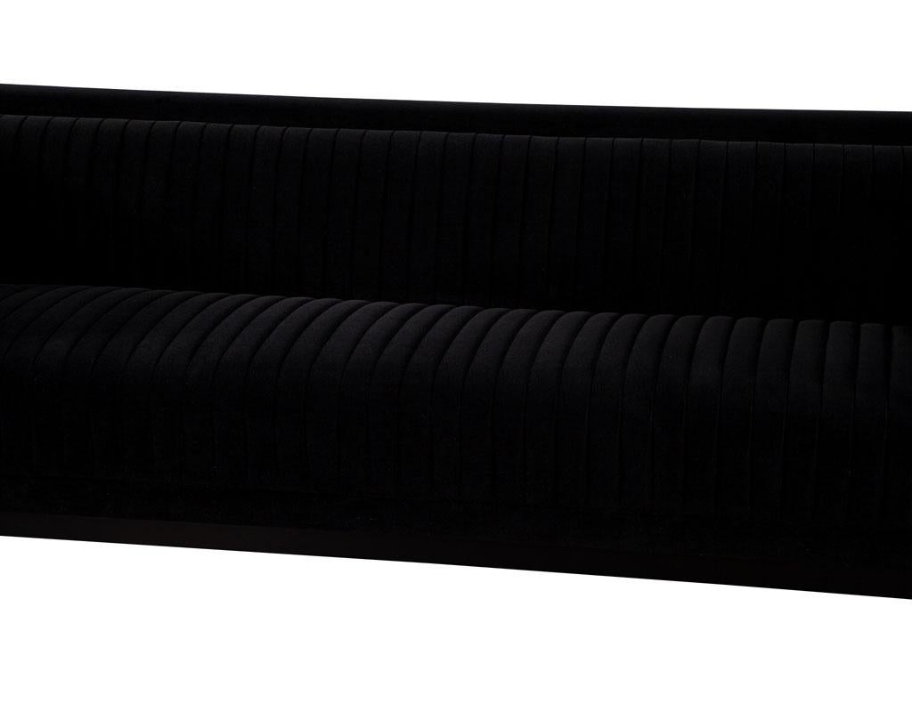 Custom Modern Monair Channeled Sofa in Black Velvet For Sale 1