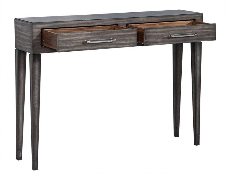 Custom Modern Oak Console Table In Grey, Custom Console Table Canada