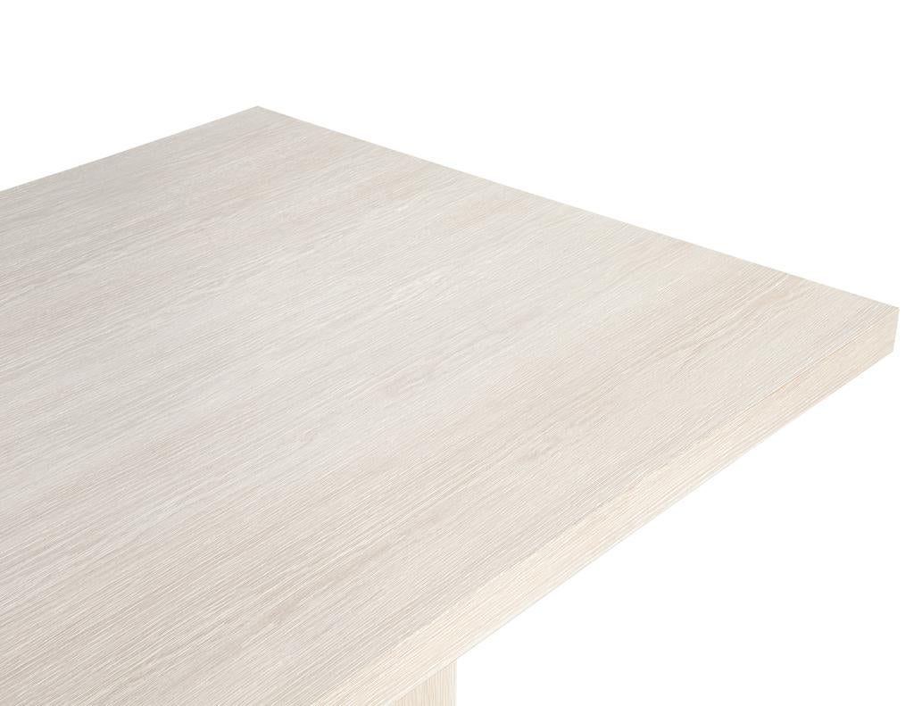 Custom Modern Oak Dining Table in Bleached Finish and Brass Accents For Sale 6