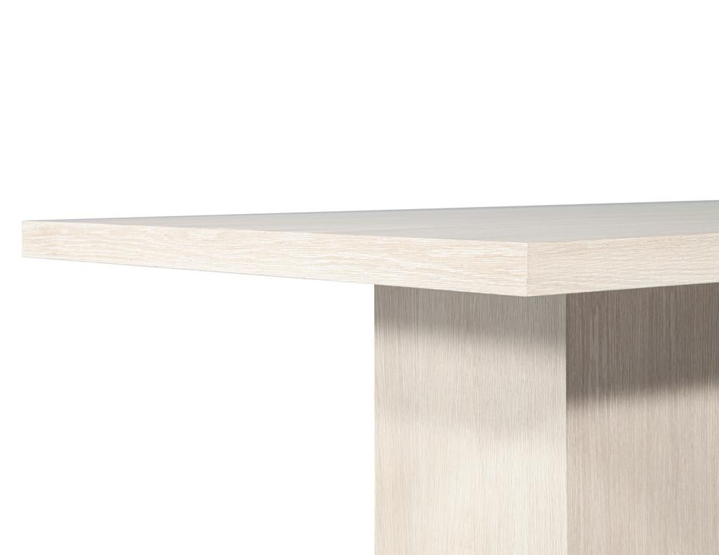 Custom Modern Oak Dining Table in Bleached Finish and Brass Accents For Sale 9