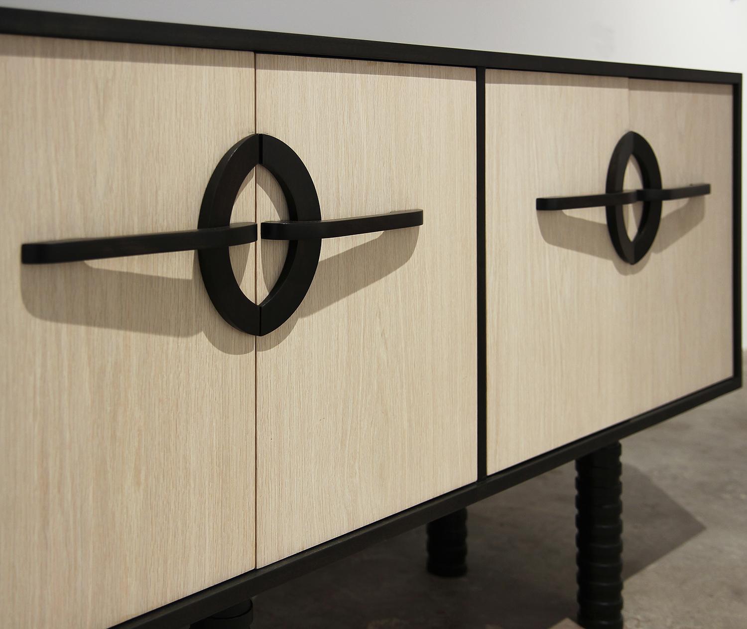 Contemporary Custom Modern Organic Carved Two-Tone Natural and Black Sideboard