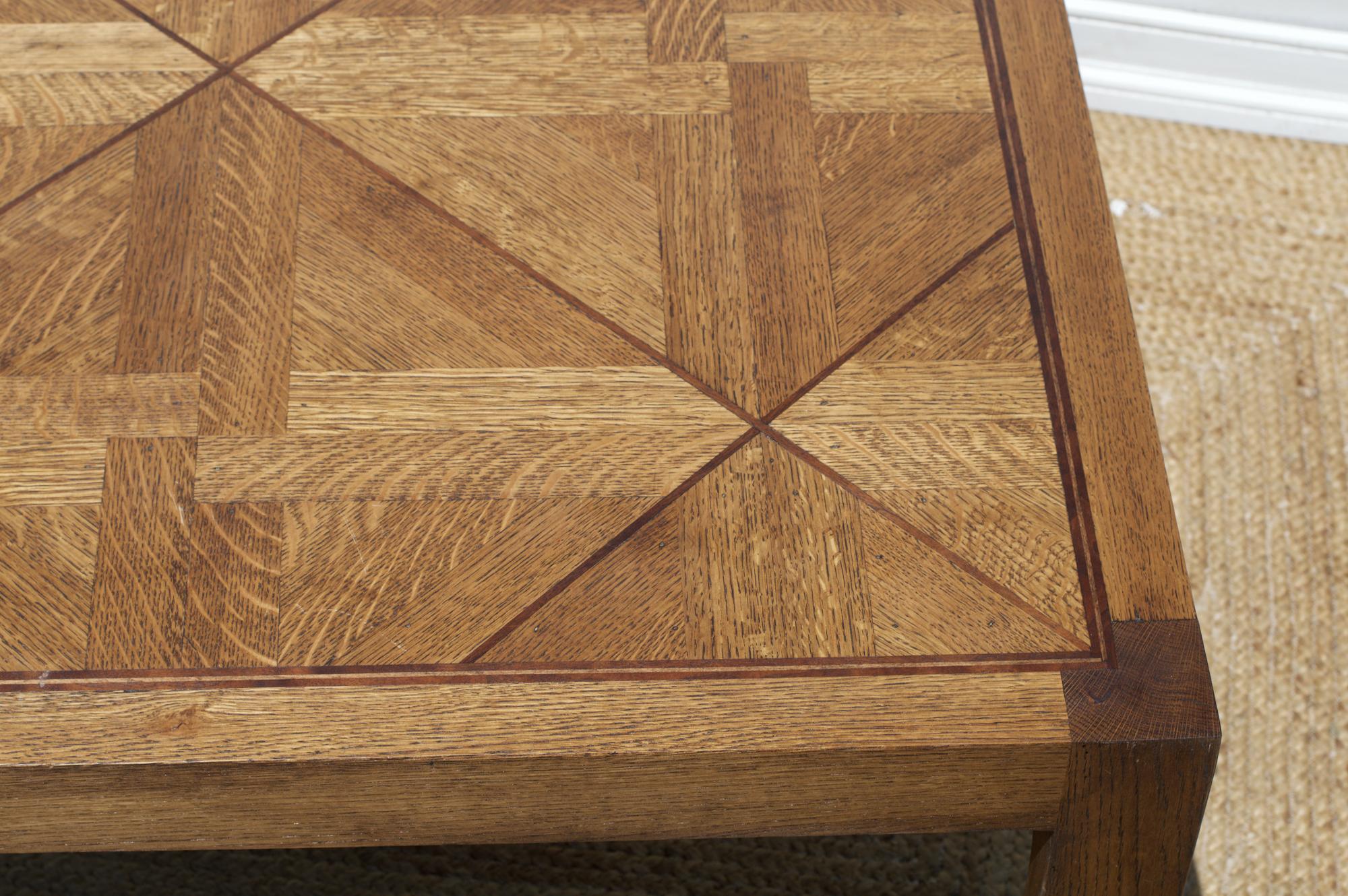 American Custom Modern Parquet Top Coffee Table For Sale