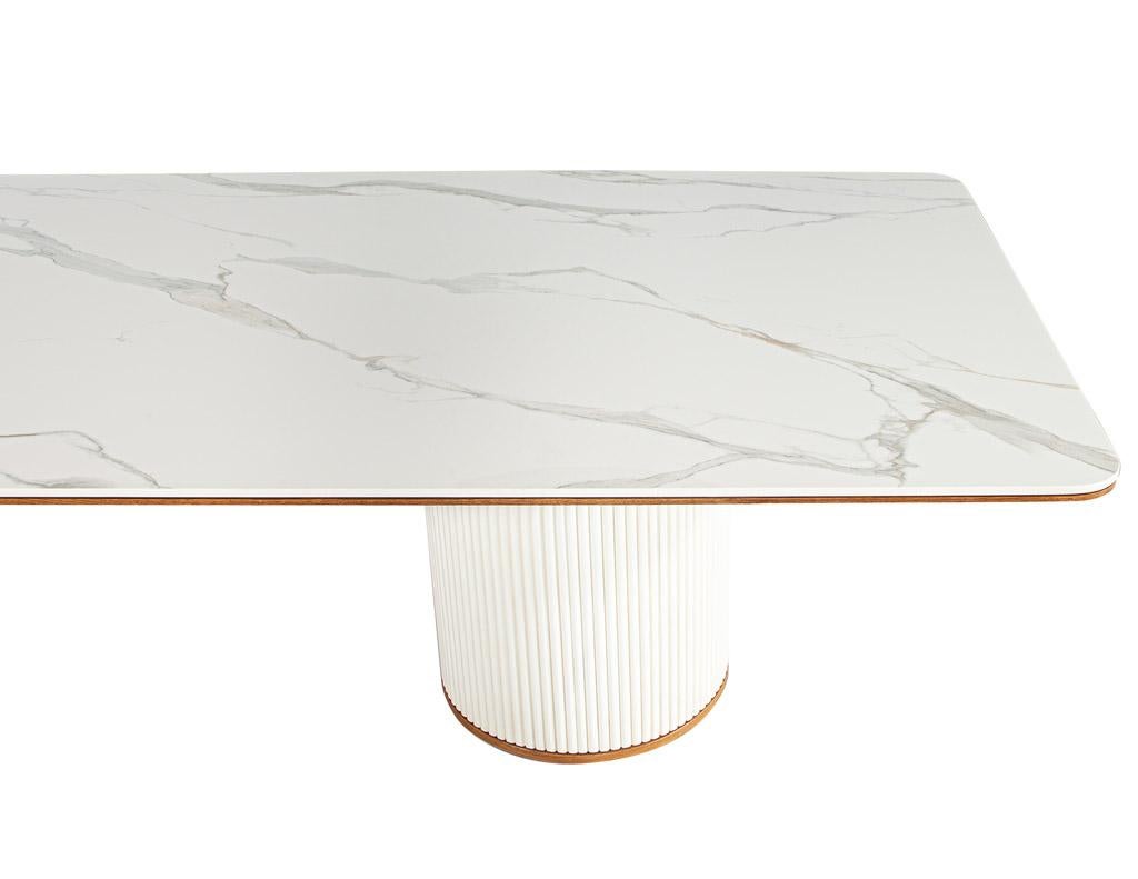 Custom Modern Porcelain Dining Table Tambour Pedestals For Sale 5