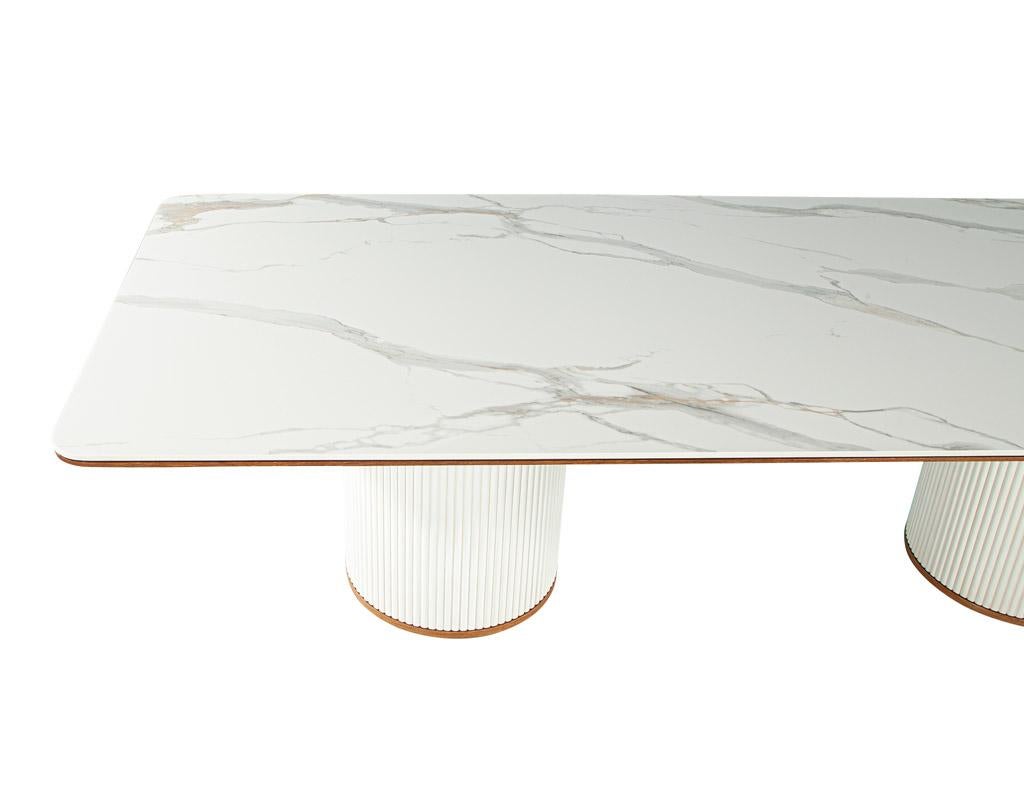 Custom Modern Porcelain Dining Table Tambour Pedestals For Sale 6