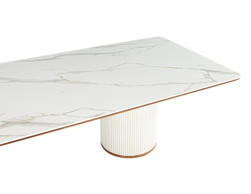 Custom Modern Porcelain Dining Table Tambour Pedestals For Sale 7